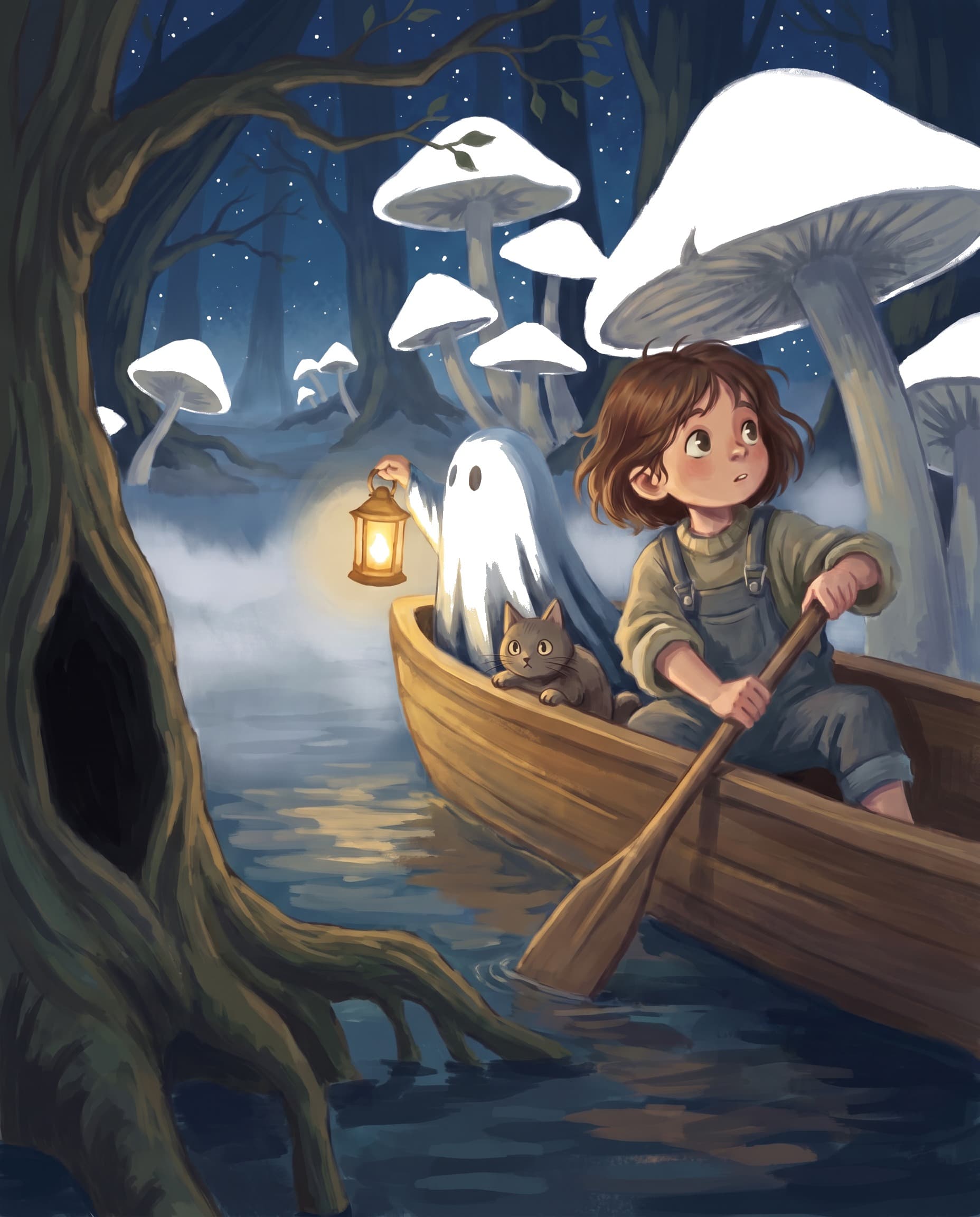 The Hollow Woods: Your child rows through the flooded wood by lantern light, with a ghost for company.